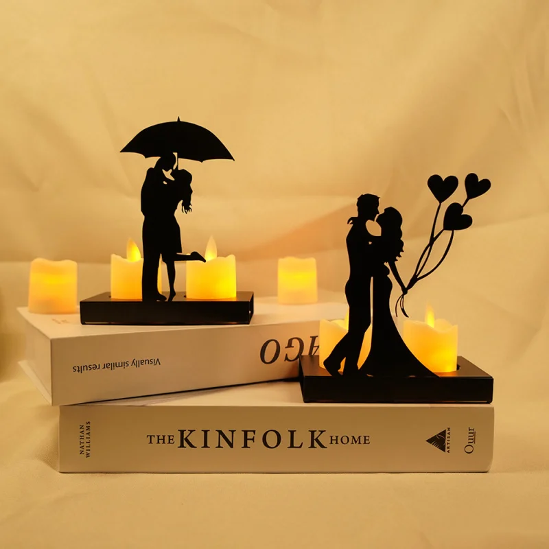 Wedding Decoration Props Iron Art Home Candle Holder Ornament Valentine's Day Proposal Confession Candle Light