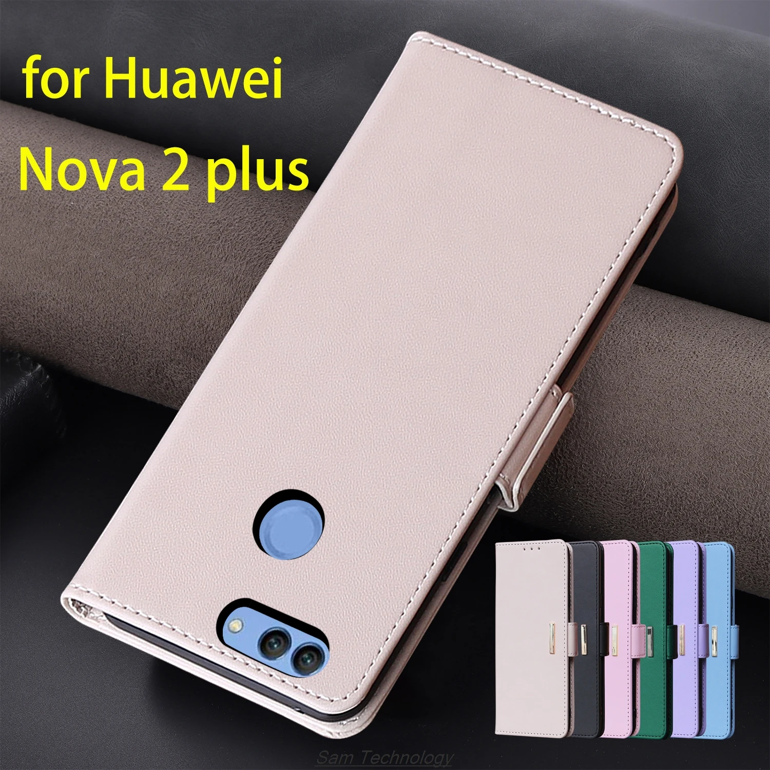 

Magnetic buckle Leather Case for Huawei Nova 2 plus 5.5" Wallet RFID BLOCKING Flip Cover female Simple Capa Fundas Coque