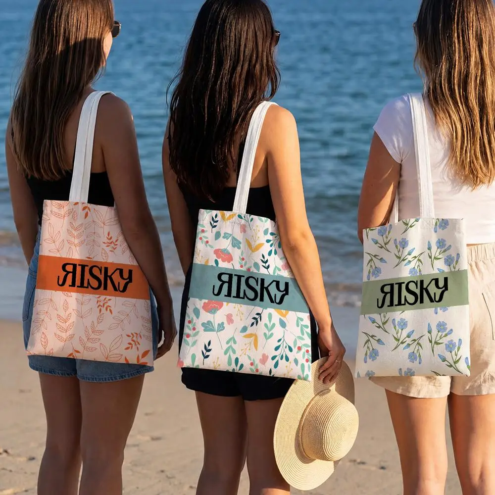 Designer Print Canvas Tote Bag beauty Risky Beauty Storage Bags Trendy Fashion Pattern Streetwear Shoulder Bag Shopping Handbag