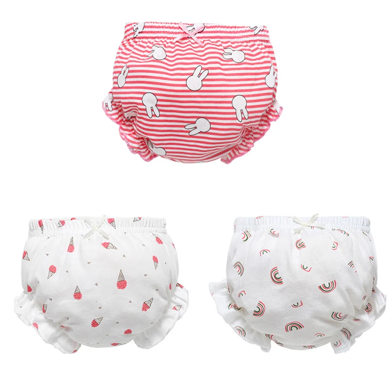 3 Piece/Lot Baby 100%Cotton Panties Girl Infant Newborn Fashion Bow Triangle Underpants For Children Kids Clothes Accessories