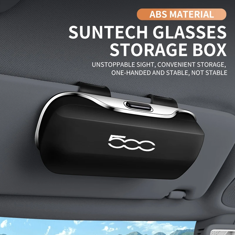 Auto-Brillenetui, Sonnenbrillenhalter, Sonnenblenden-Aufbewahrungsbox, Schutzrahmen-Box, Brillenclip, tragbar, für Fiat 500, 500L, 500X, 500E