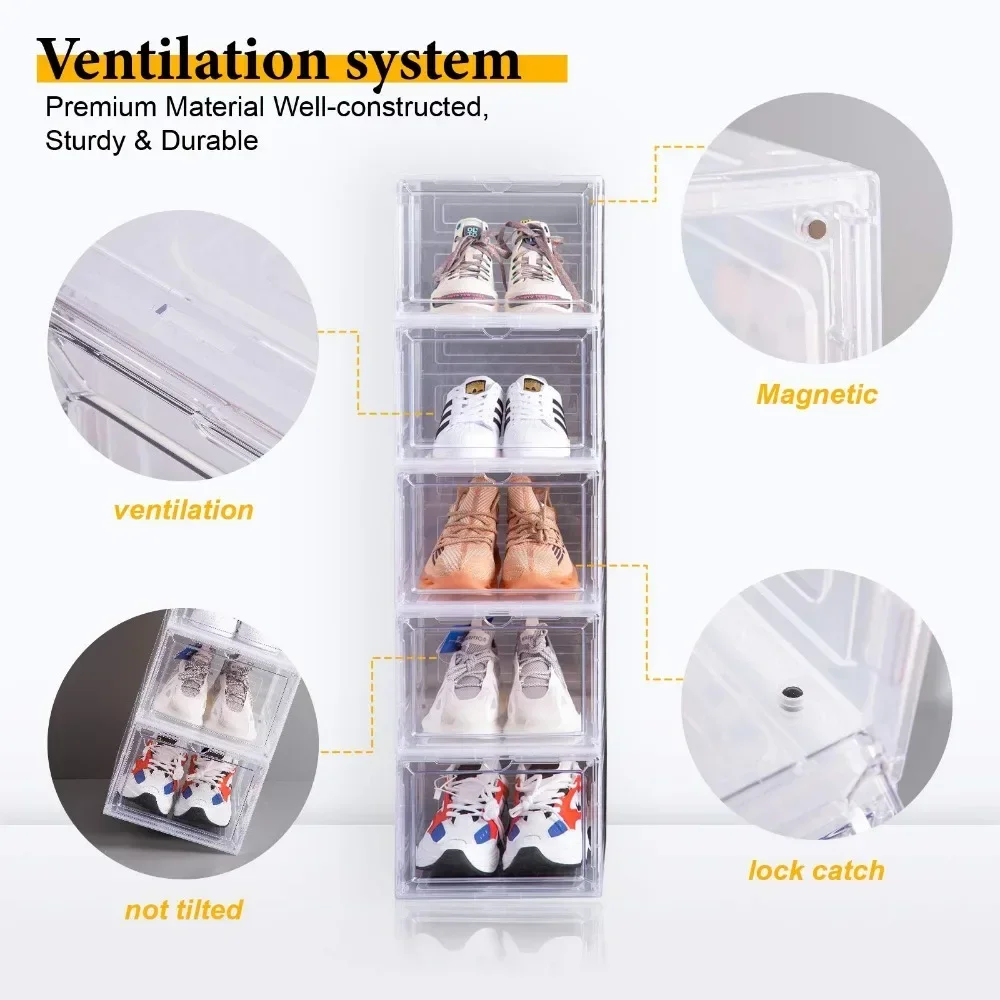 Storage Organizer Box for Shoe, Plastic Drawer Organizer, Shoe Storage Box with Clear Door for Jordan 4 Shoe and Figure Display