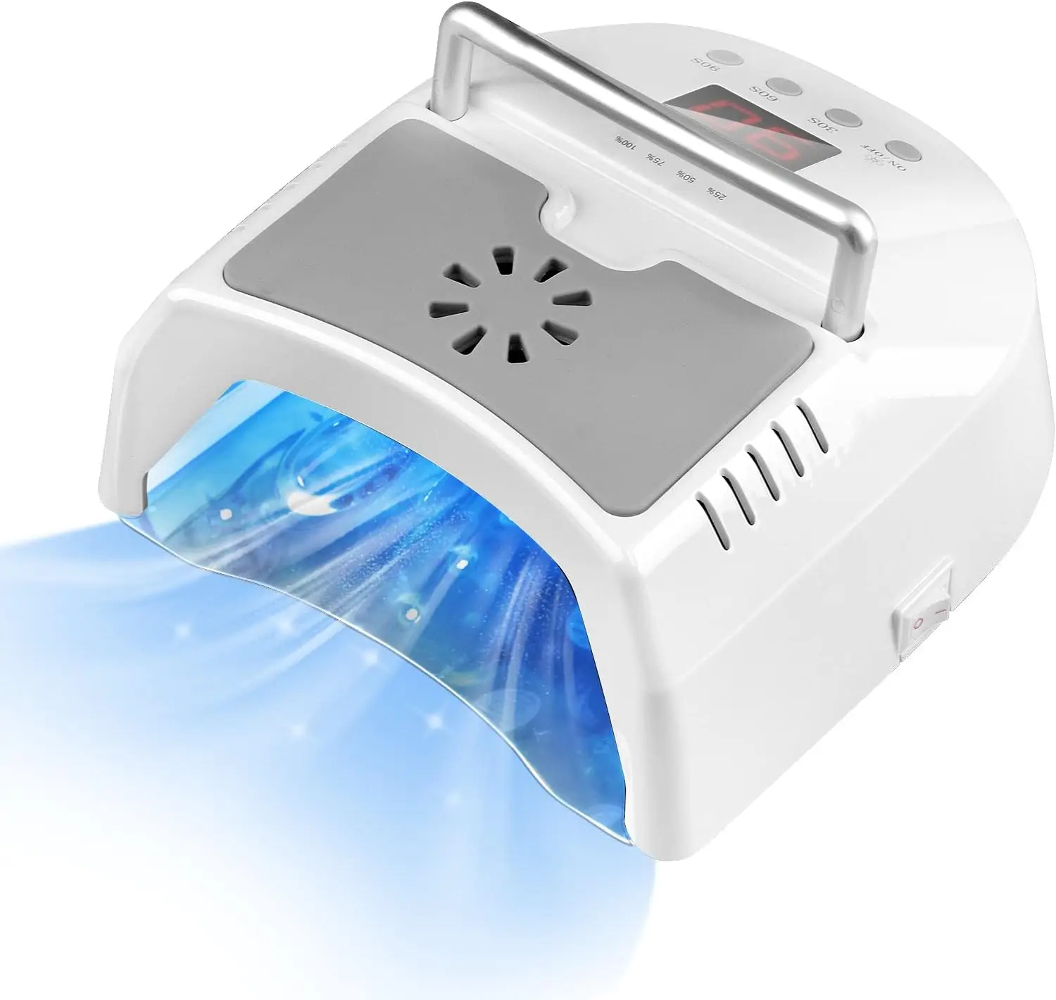 72W Cordless UV LED Nail Lamp with Fan, Rechargeable Portable Gel Nail Dryer for Salon and Home Use