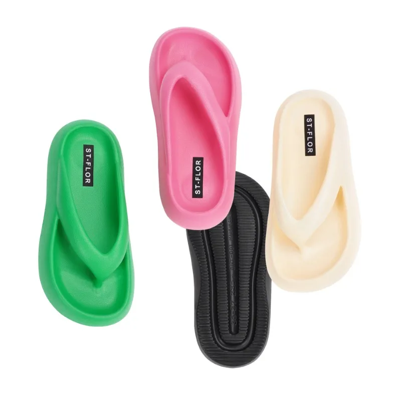 Net Red Summer New Style Step on The Sense of Shit EVA Rubber Plastic Fashion Casual Thick-soled Beach Flip-flops Women Wear