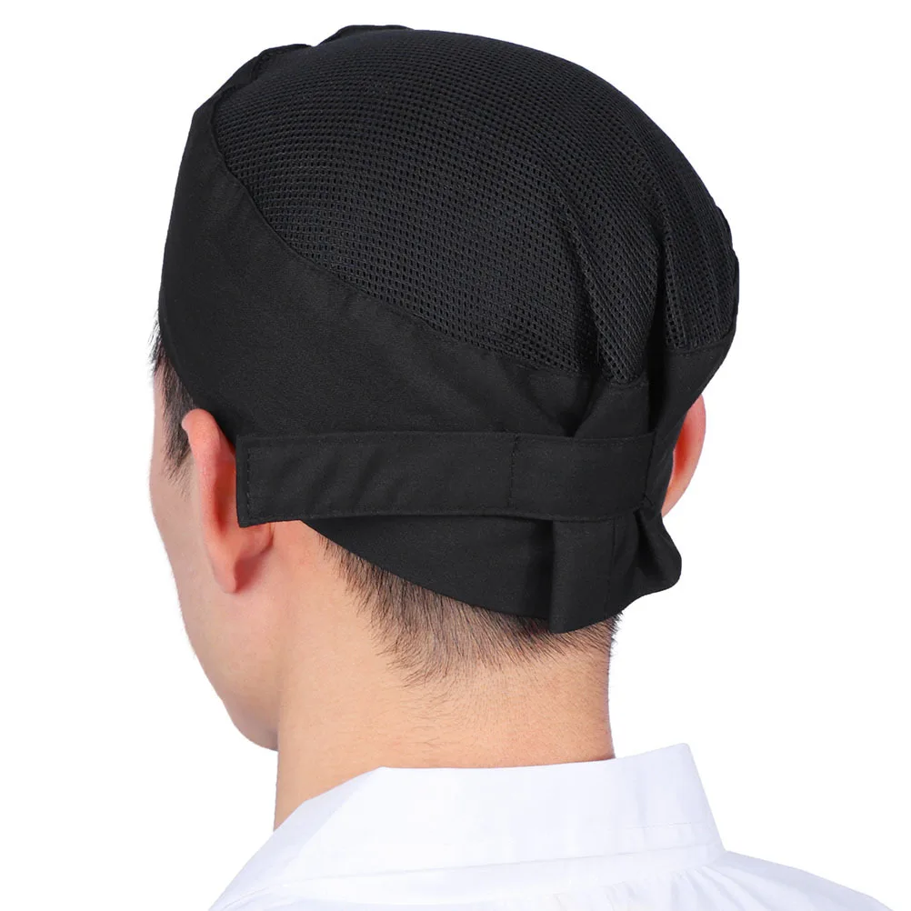 3 Stück schwarze Kochmütze, atmungsaktives Mesh, Küchenmütze für Männer und Frauen, verstellbar, Unisex, Kochen, Catering, Arbeitsmütze, Kochmütze