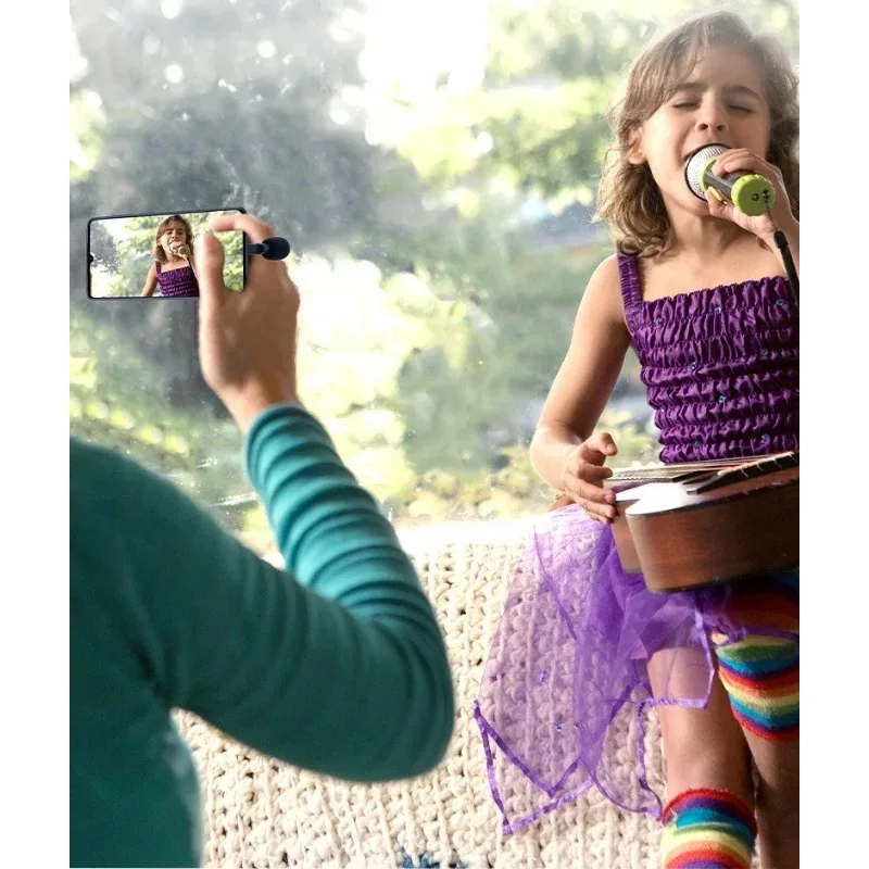 مقبس صغير 3.5 ملم/نوع C للهواتف الذكية ميكروفون ستيريو لتسجيل ميكروفون مقابلة استوديو الهاتف المحمول