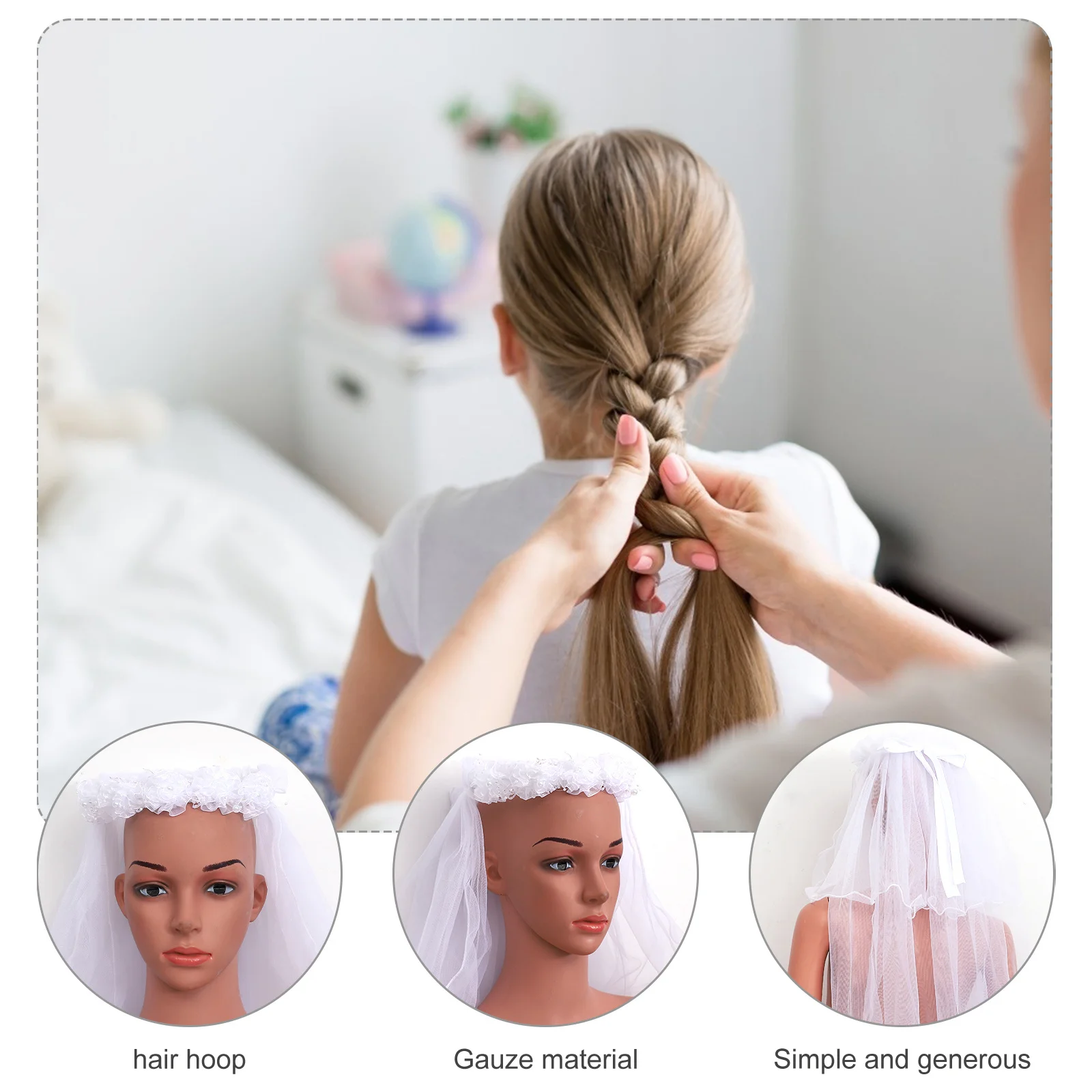 

Veil Flower Headpieces Child Hair Accessories Delicate Stitches Exquisite Design Wedding Party Performance Cosplay Photography