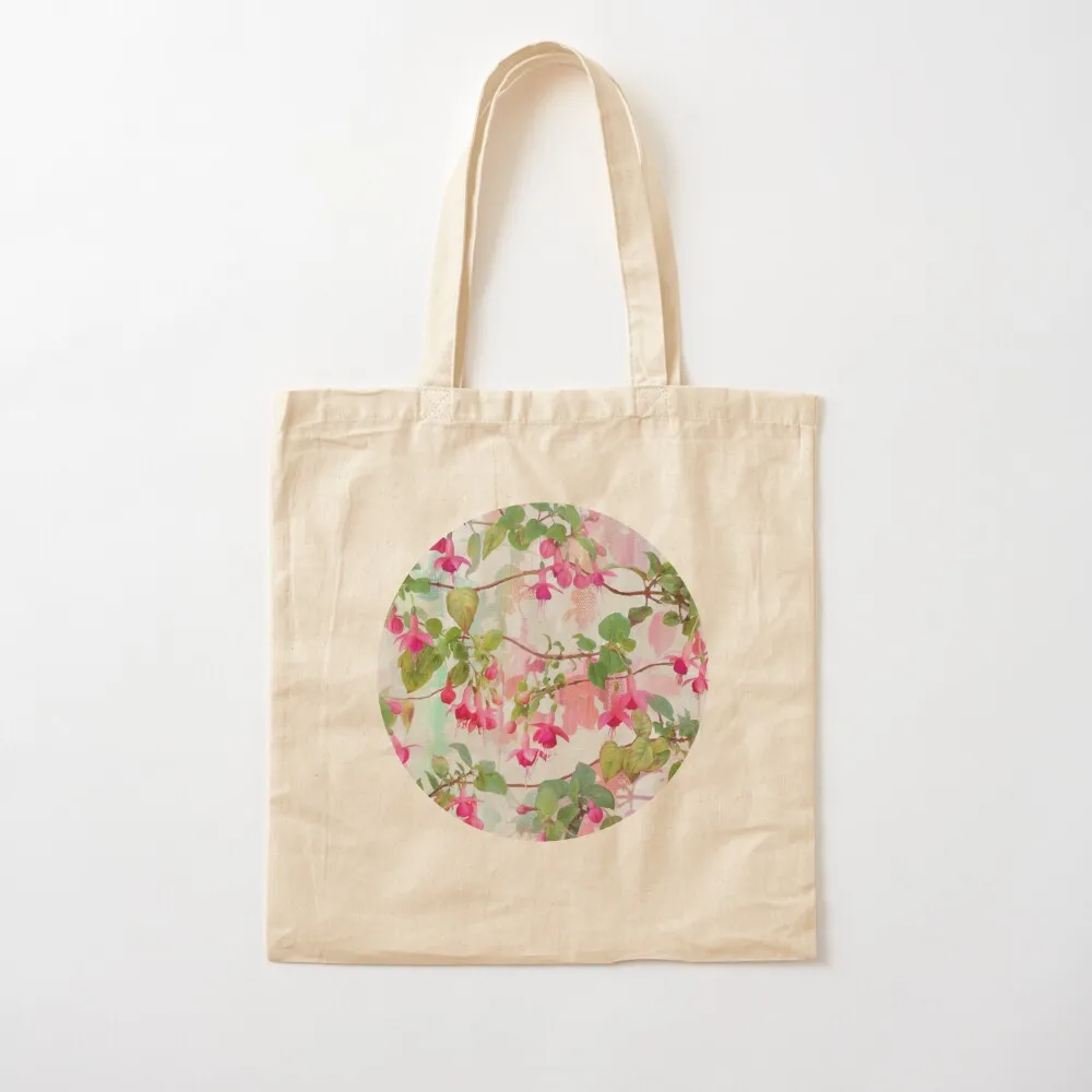 

Rainbow Fuchsia Floral Pattern Tote Bag Custom bag personalized canvas bags the Canvas