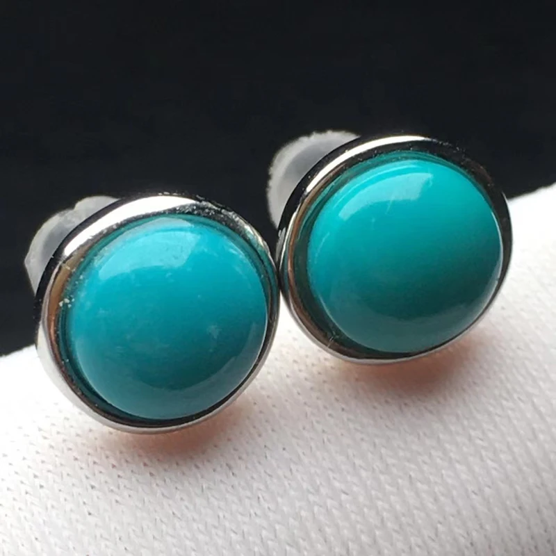 CSJ Genuine Natural Turquoise Earrings Sterling 925 Silver  for Women Party Birthday Christmas Jewelry Gift