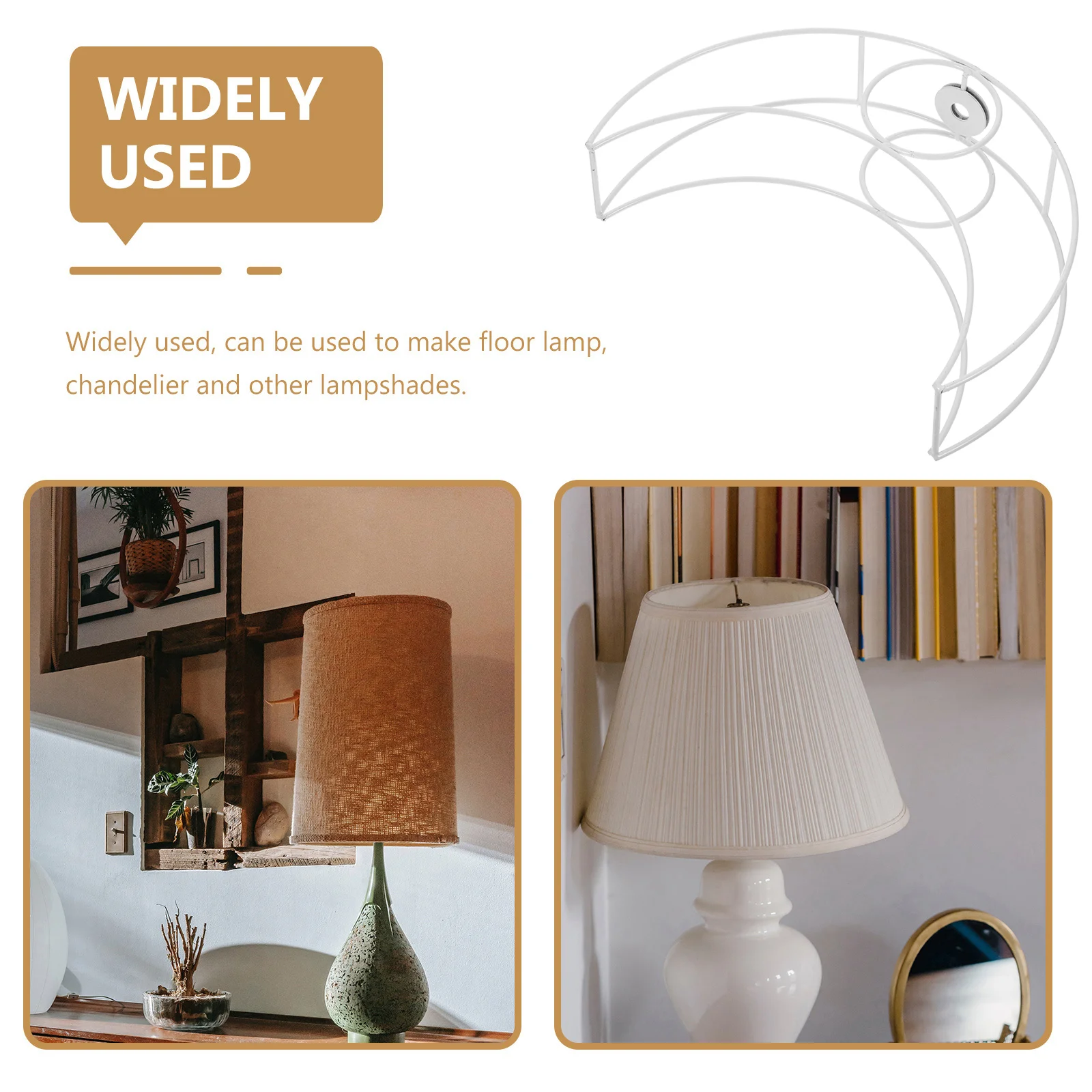 1PCS Moon Shape Iron Lampshade Frame Metal Light Rack for Table Desk Bedside Lamps Vintage Crystal Bracket Stable