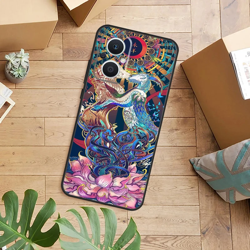 Chinese Zodiac Dragon Tiger Funda For OPPO Reno 8 Lite 8T 4Z 5Z 4 5 6 7 10 Pro OPPO Find X3 Neo X2 X5 Lite X6 Pro Case