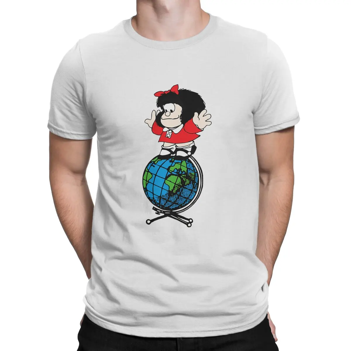 MAFALDA Above The World T Shirt Vintage Punk Men's Tshirt Polyester Streetwear