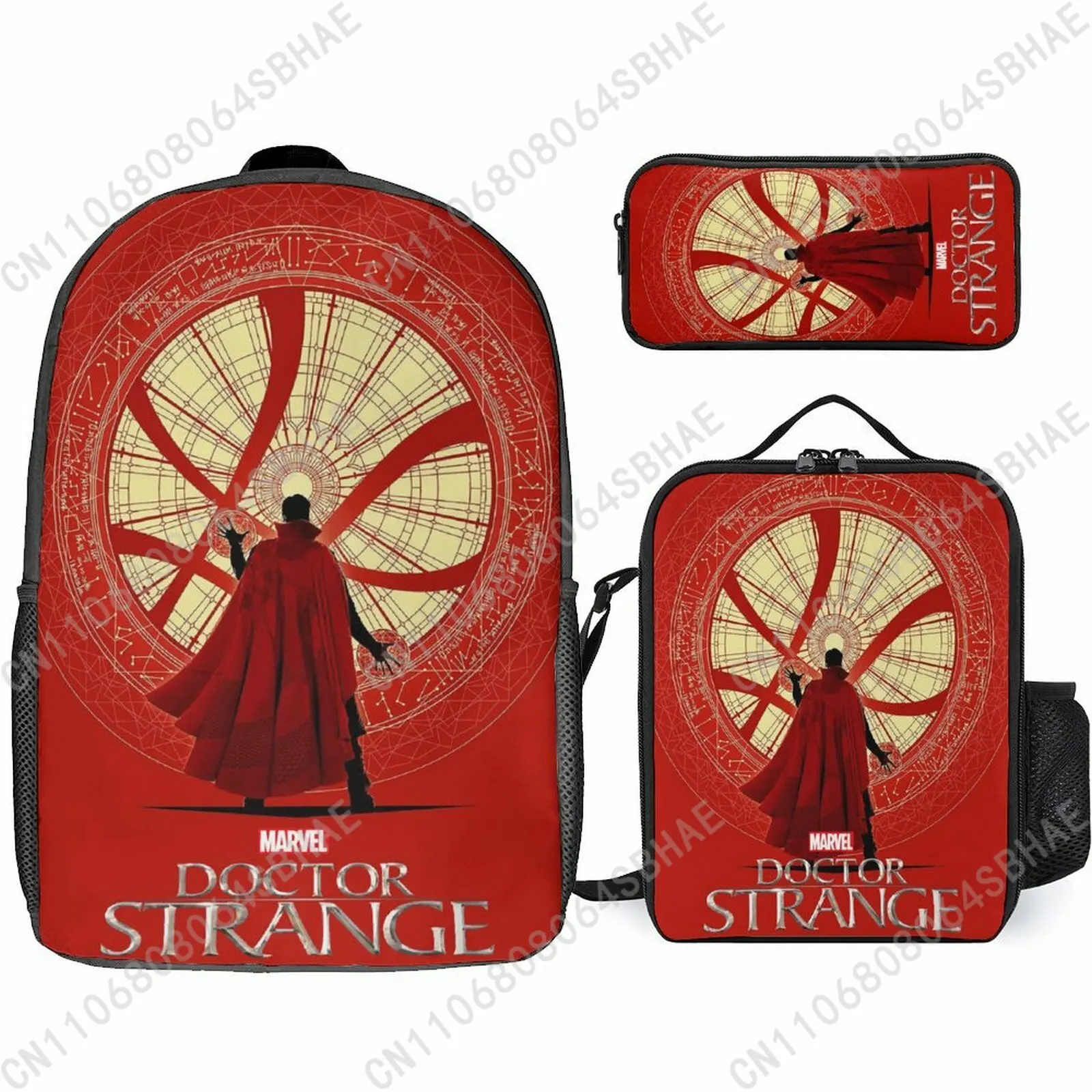 

Marvel Doctor Strange School Backpack For Teen Middle High School Students 3Pcs Bookbag Lunch Tote Bag Pencil Pouch Cosplay