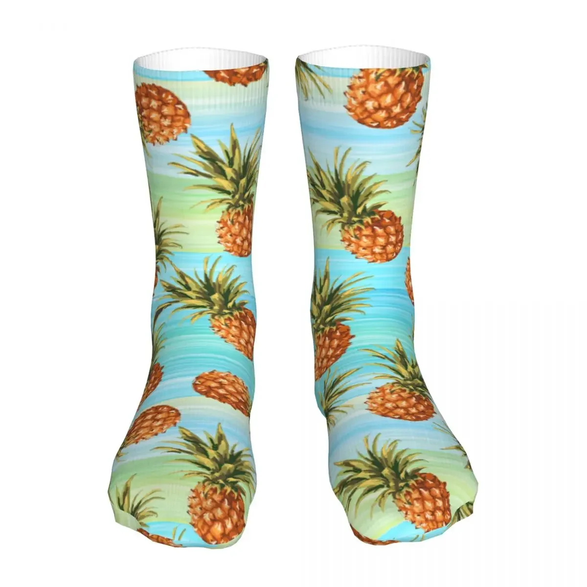 Pineapple Fruit Blue Green Stripes Socks Men Women Fashion Socks High Quality Spring Summer Autumn Winter Socks Gift