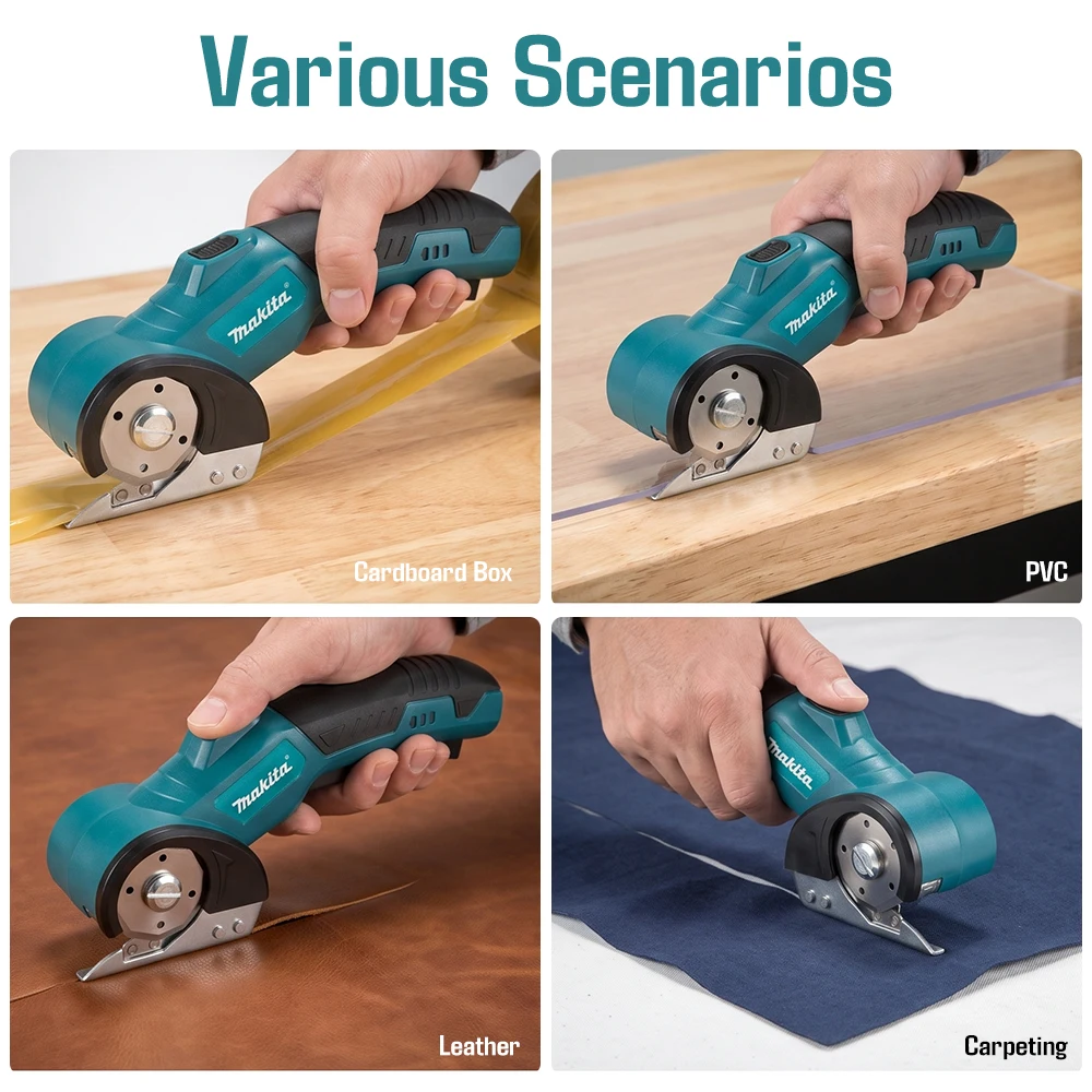 Makita CP730 4.2V Cordless Electric Fabric Cutter Safety Lock USB Rechargeable Rotary Scissors for Leather Cloth Carpet