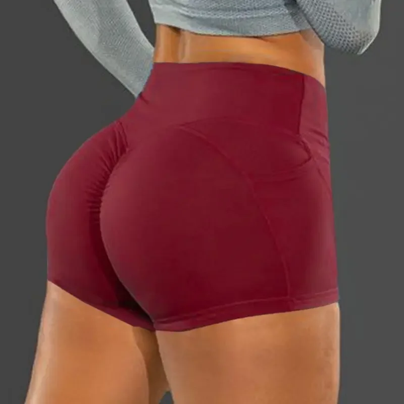 Leggings de fitness sem costura de cintura alta com bolso, shorts esportivos de verão para mulheres, treinamento de ginástica, yoga, curto