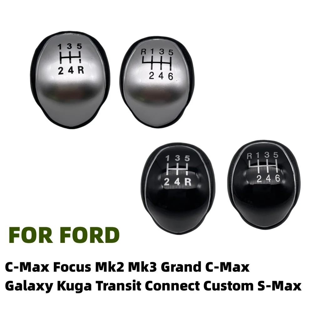 5/6 Speed CAR Gear Shift Knob Leather Headball For Ford C-Max Focus Mk2 Mk3 Grand C-Max Galaxy Kuga Transit Connect Custom S-Max