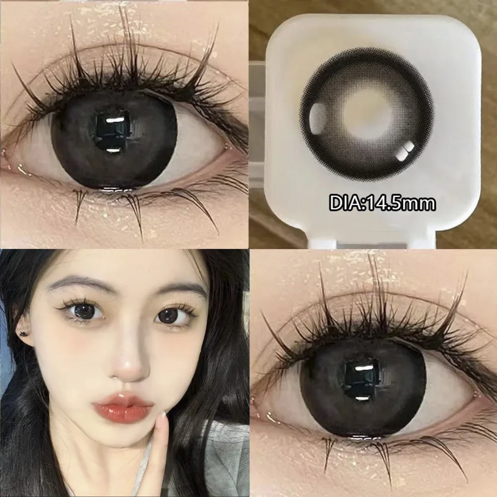 MILL CREEK 2 Pcs Novas Lentes de Contato de Cor Natural para Olhos com Dioptria Miopia Olhos Lentes de Cor Beleza Aluno Maquiagem Um Ano de Uso