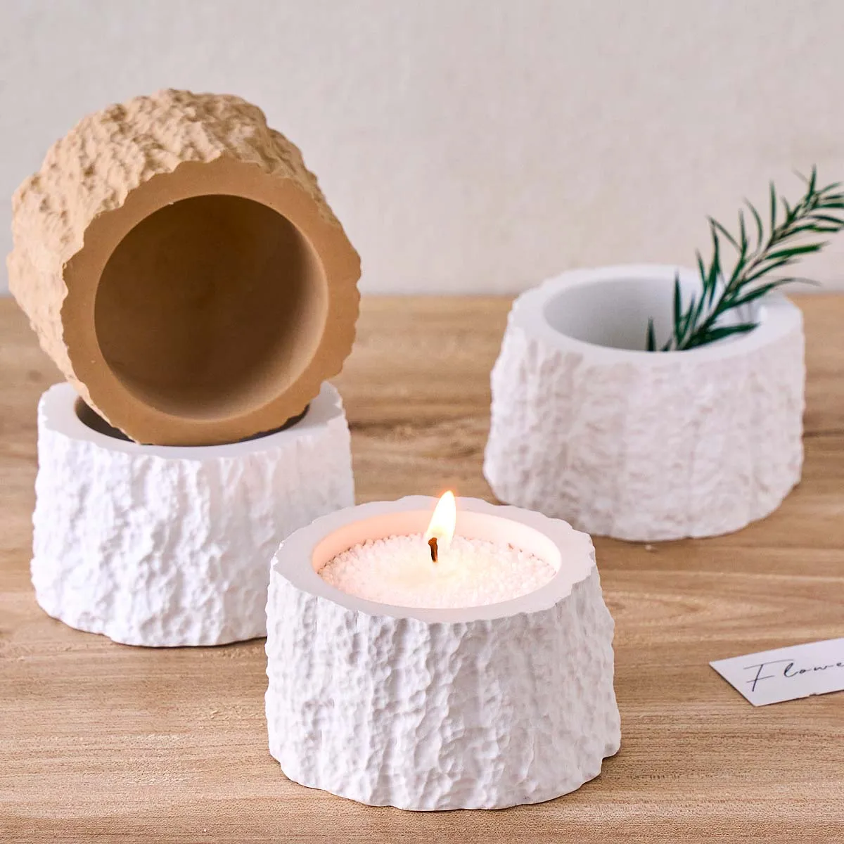 Simulation Tree Stump Scented Candle Cup Silicone Mold DIY Cylinder Flower Pot Storage Box Plaster Craft Gifts Molds Home Decor
