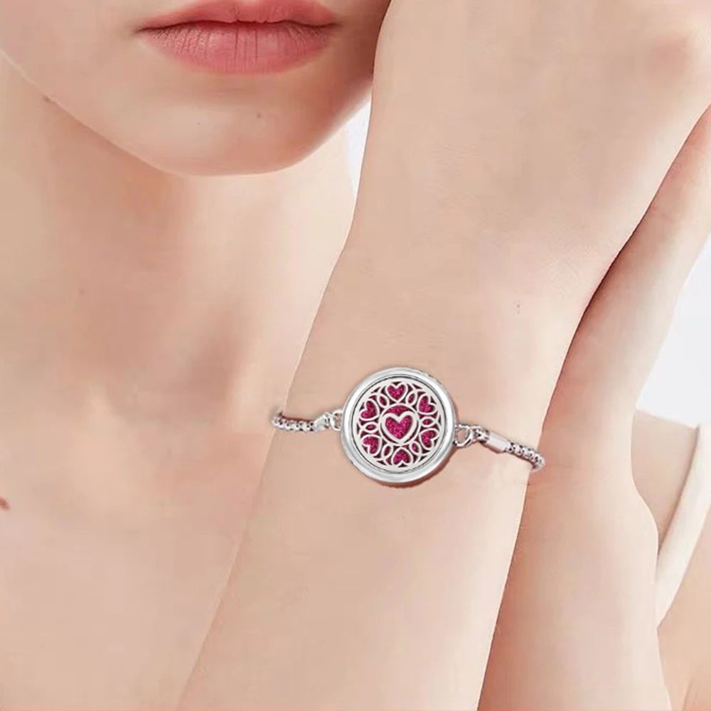New Perfume Scent Essential Oil Diffuser Bracelet Tree cat Flower Heart Wings Aromatherapy Locket Bracelet Bangle Aroma Jewelry image 6