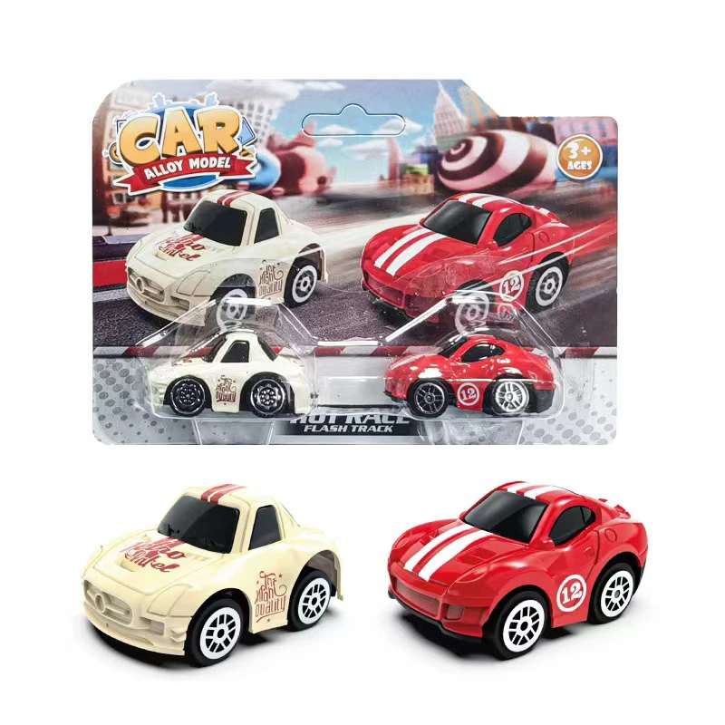 Set di mini auto da corsa per auto sportive scorrevoli pull-back per bambini in confezione da due pezzi