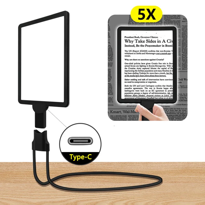 4X/5X Multi-functional Wearable Magnifying Glass with Led Lights Optional Rechargeable Magnifier Glass for Reading Repair