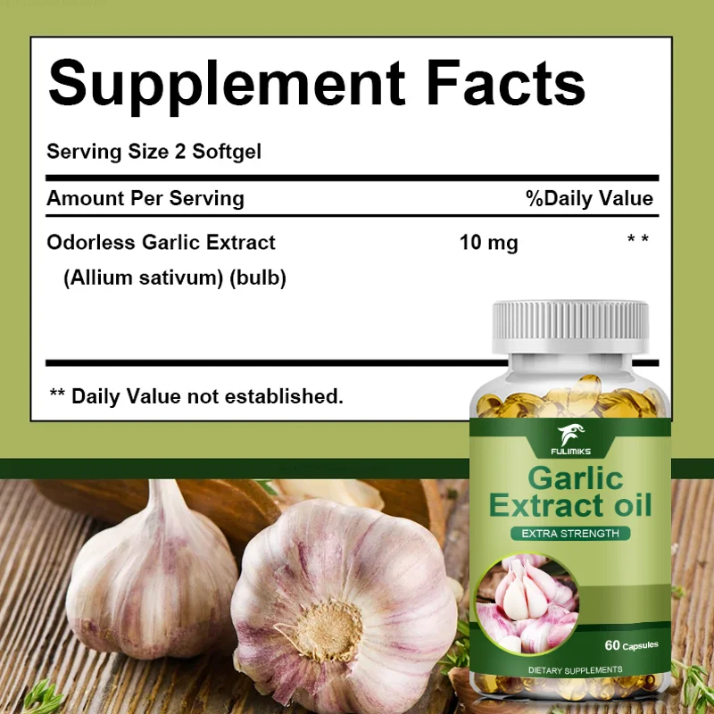 Odorless Aged Garlic Oil Softgels, 2 Years Aged Garlic, Grown Allium Sativum Bulb, Antioxidant, Premium Ingredient For Heart & Cardiovascular Health, Immune Support, Gift For Men And Women