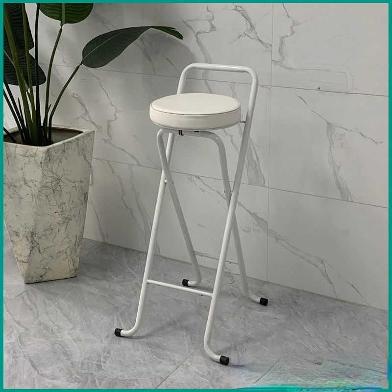 80cm High Stools for Kitchen UseHigh Bullet Sponge Bar Chair Convenient Folding Dining Chairs Multi-scene Semi-bar Chair