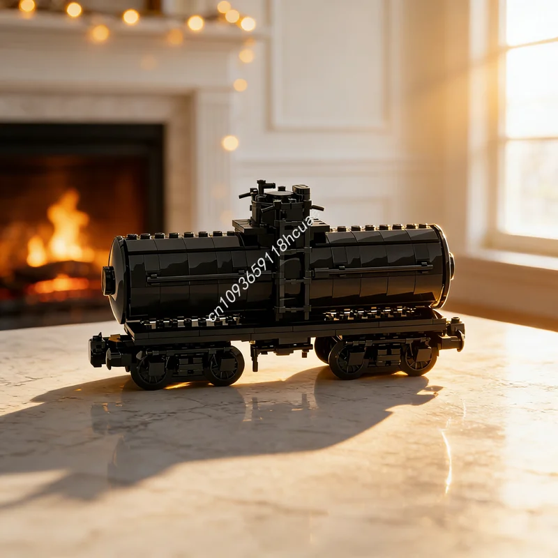 430개 MOC 샌디 리버 랭글리 레이크스 탱크카 블랙 트레인 모델 크리스마스 선물 블록 건축 장난감 창의적 아이디어