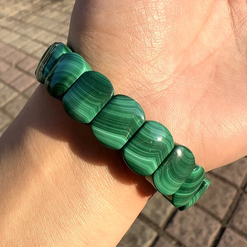 

New AAA Natural Malachite Geometric Rectangular Bracelet For Men And Women Valentine's Day Green Gem Wrist High Jewelry Gift