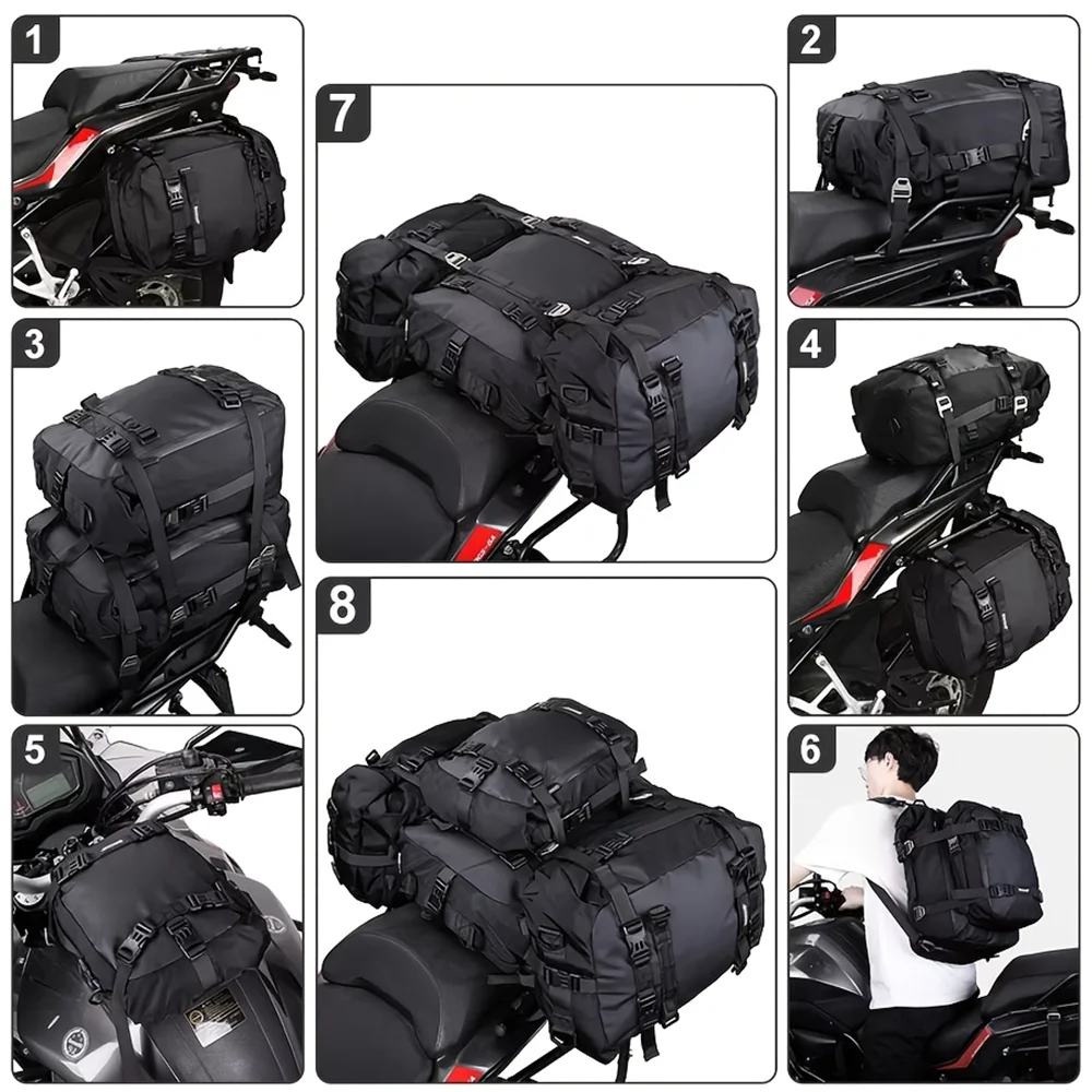 Motorcycle Back Seat Bag 10/20/30L Waterproof Multifunctional Saddle Side Luggage Bag cycling backpack Universal Saddle bag