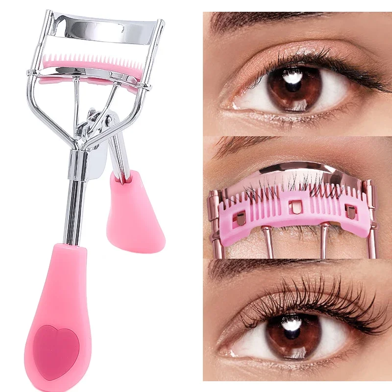 Professional Stainless Steel Eyelash Curler with Comb Tweezers Natural Curling Eyelash Clip Cosmetics Eye Makeup Beauty Tools