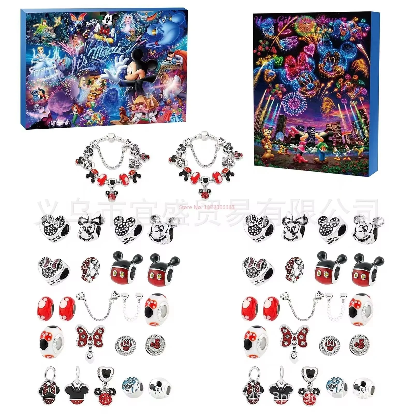 2024 Stitch Mickey Christmas Advent Calendar Disney Bracelets 24 Days Xmas Countdown Calendar Diy Jewelry Making Kit Kid'S Gifts