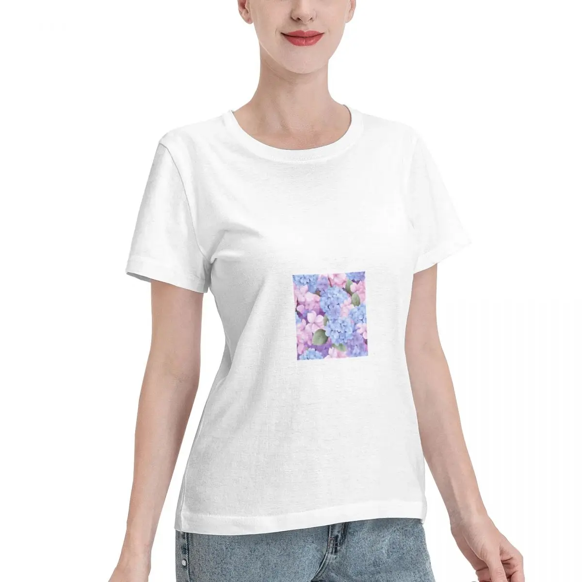 Must Have Hydrangea Women's T-shirt Y2K Basic Tops For Women