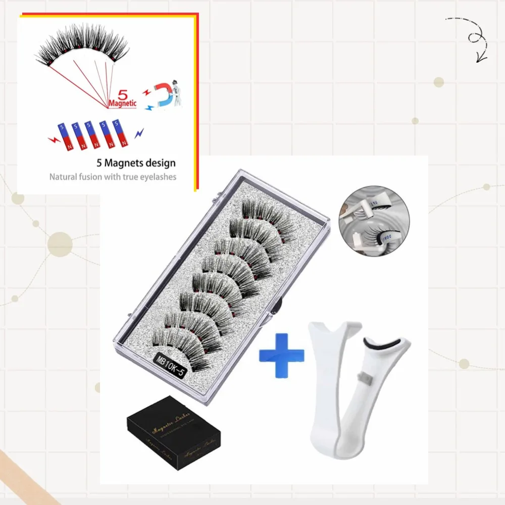 Sztuczne rzęsy magnetyczne 3D Natural, z 5 rzęsami magnetycznymi, pudełko wysyłkowe, ręcznie robione sztuczne rzęsy, prezent, wielokrotnego użytku, wsparcie, dropshipping magnetyczny