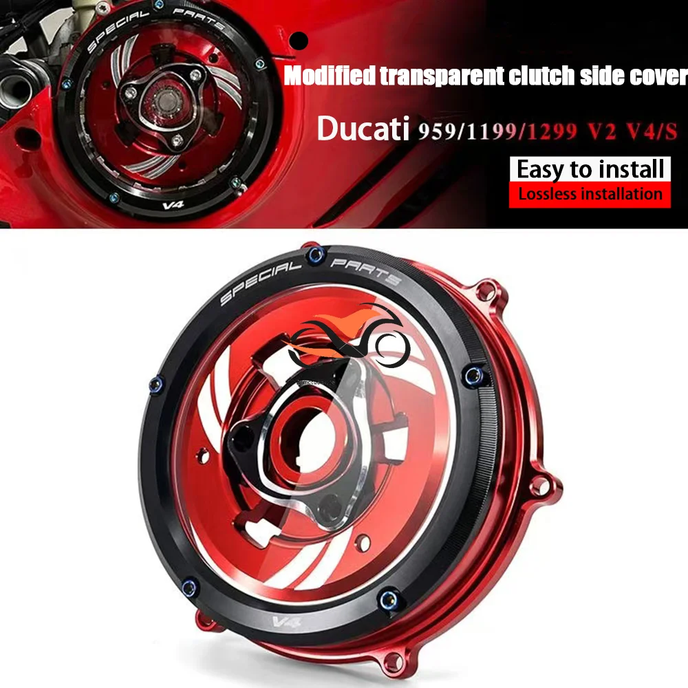 

Motorcycle Engine Clear Clutch Cover Protector Guard Pressure Plate CNC Aluminum For Ducati Panigale V2 959 1199 1299 Corse ABS