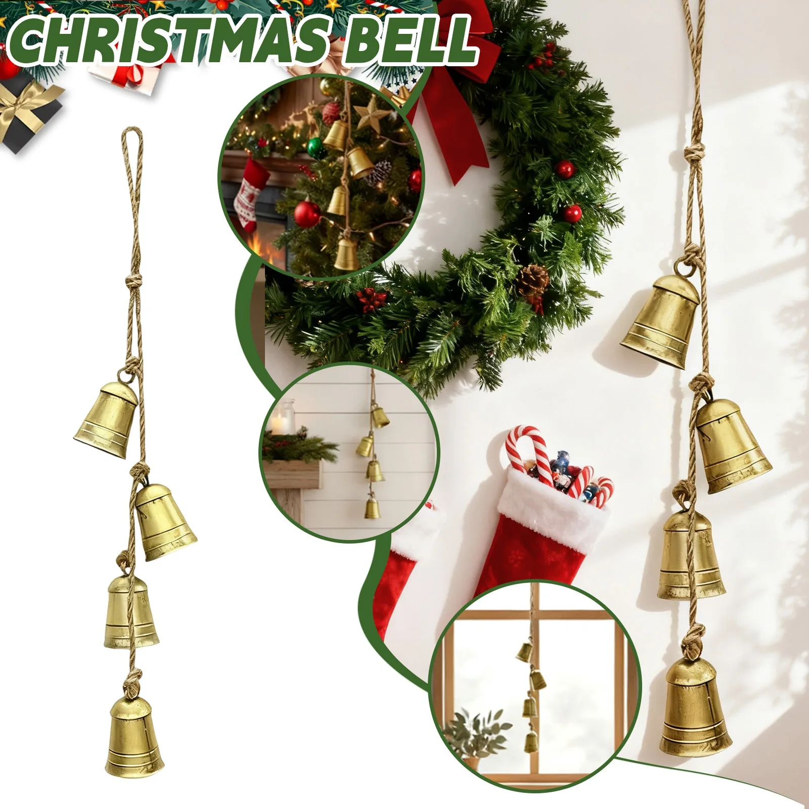 

Worn Cowbell Christmas Bell Metal Vintage Bell Decoration Pendant Holiday Decoration Atmosphere Bell Courtyard Wind Chimes Decor