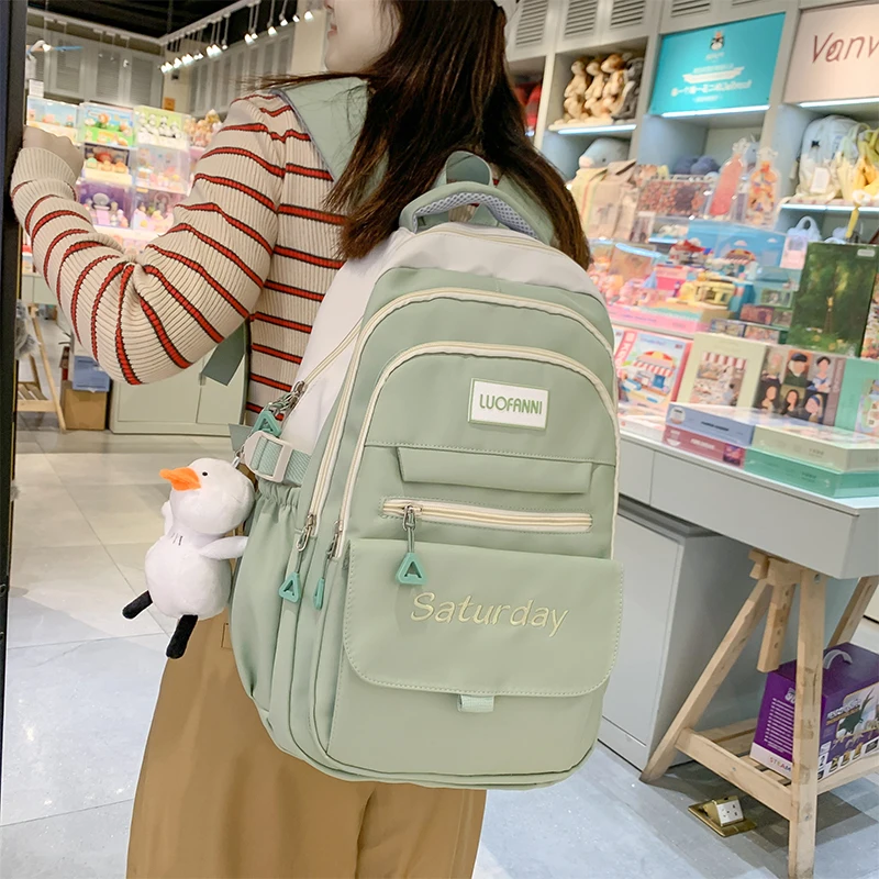 

Fashion Bookbag Waterproof Student Nylon Backpack Kawaii Girls Cute Black Laptop Travel Rucksack Women Teens School Bag Mochila