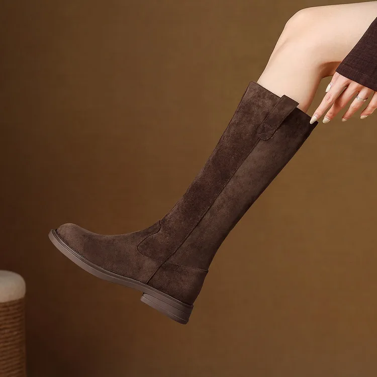 bottines-hautes-retro-en-daim-synthetique-pour-femmes-plates-polyvalentes-amincissantes-bottes-longues-bottes-epaisses-bottes-faion