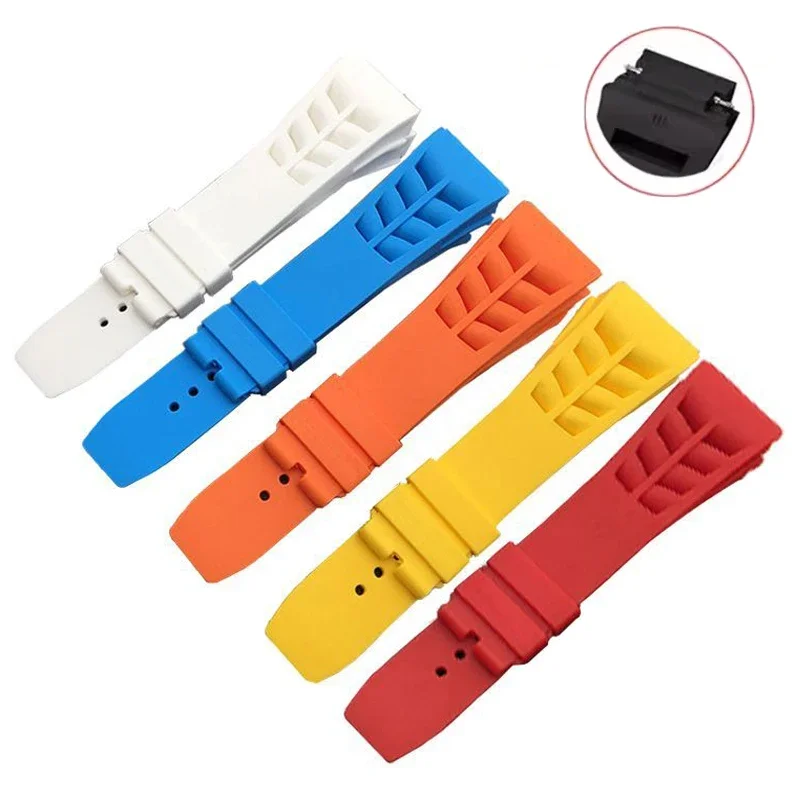 

High Quality Natural Rubber Watchbands For Richard Mille Original Watch Strap Silicone Bracelet Raw Ear Type 25mm-20mm