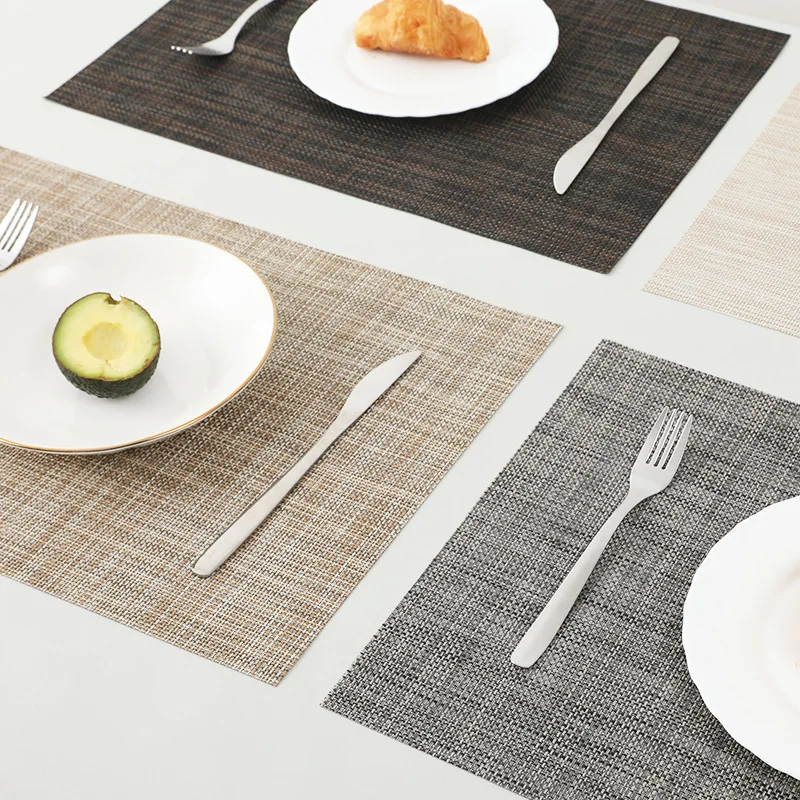 Woven Pvc Coaster Mats Anti-bacterial Anti-mildew Placemat Non-slip Placemat Insulated Table Mat  Placemats for Table