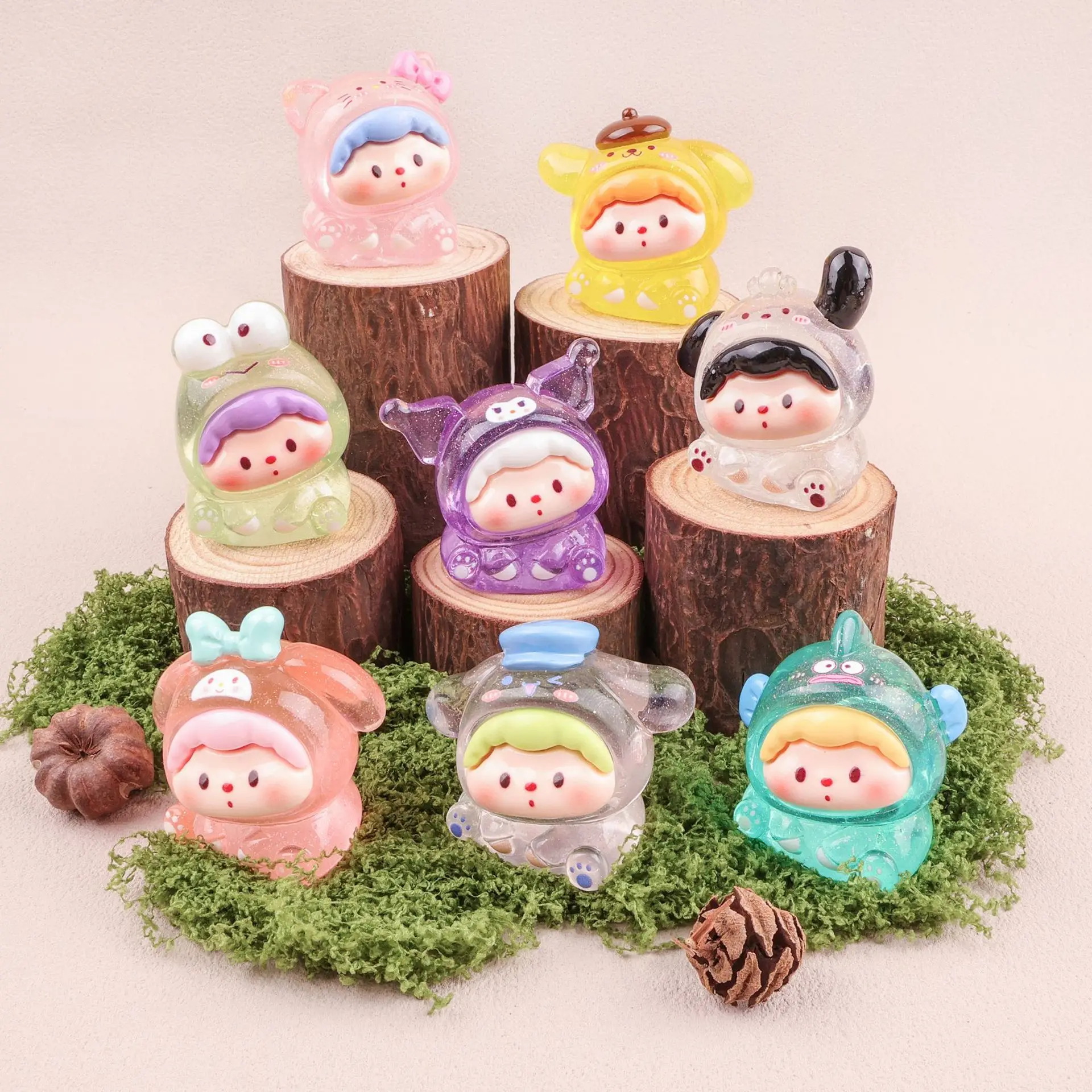 

Miniso Ice полупрозрачная вспышка Sanrio Diy аксессуары из смолы слепые сумки милые зернистые украшения кулон брелок украшения