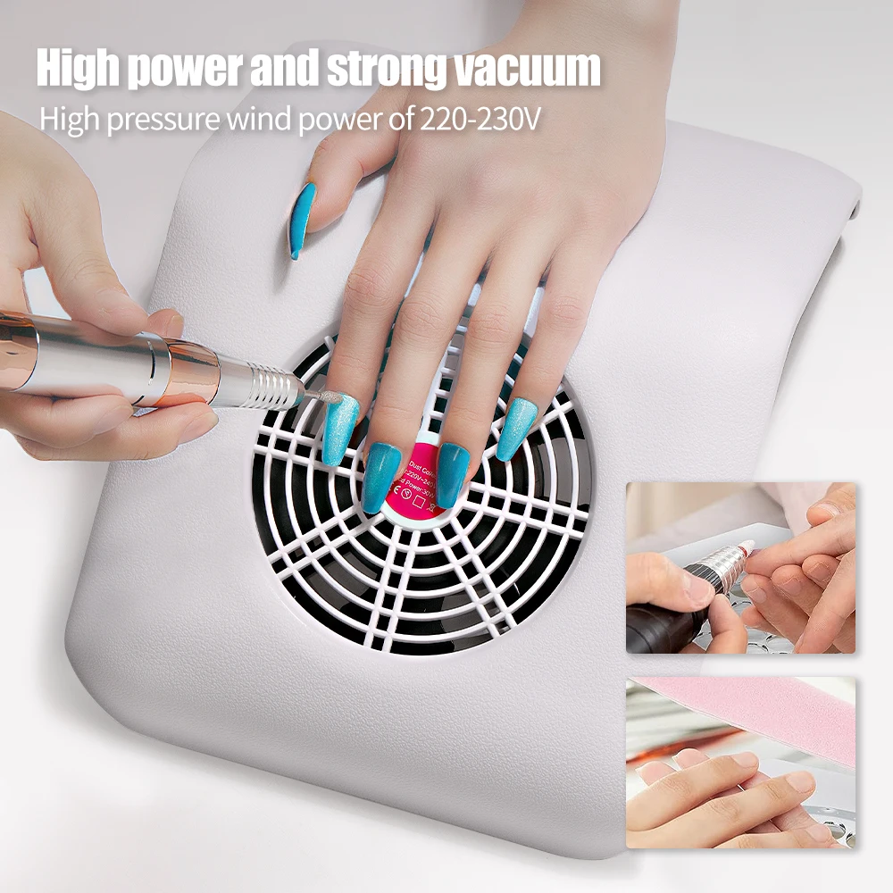 High Power Nail Dust Extractor Fan For Manicure Nail Vacuum Cleaner Gel Nail Dust Collector Salon Equipment Tools