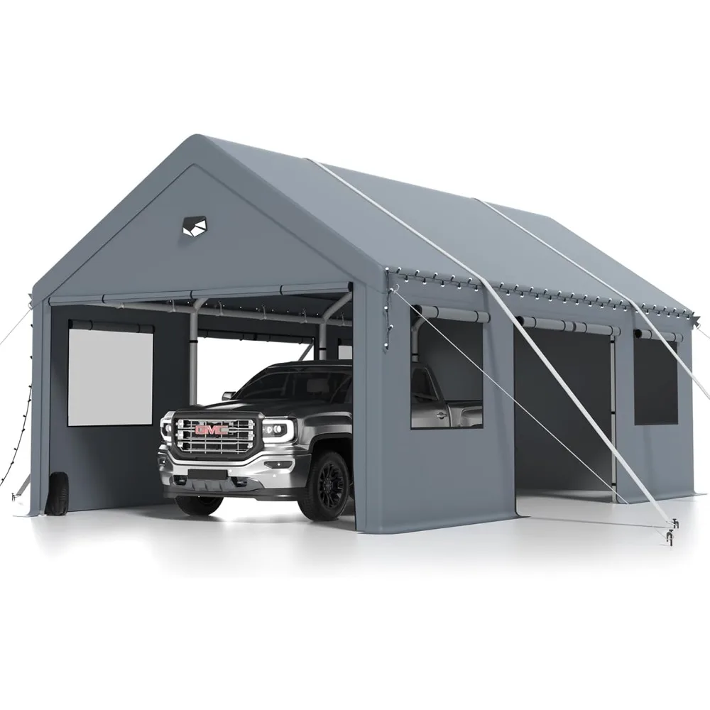 10X20 Heavy Duty Carports, Portable Car Port Garage, Carport Canopy with Side Doors, Outdoor Car Shelter All Weather