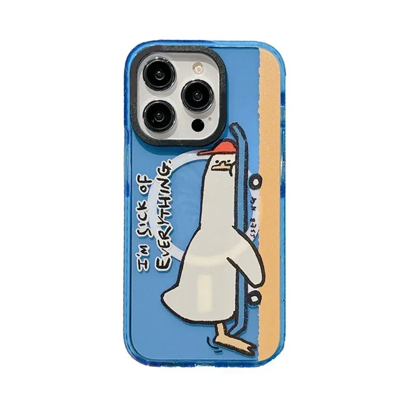 

MagSafe Acrylic Cartoon Duck Phone Case Cover for iPhone 12 13 14 15 Pro Max Case for iPhone 15 ProMax