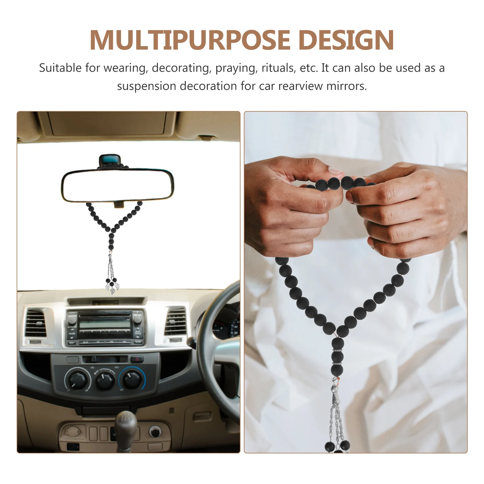 سبحة صلاة من الزجاج، مسبحة إسلامية سوداء، صناعة متقنة، سطح أملس مثالي للارتداء أو هدايا جمع المسلمين