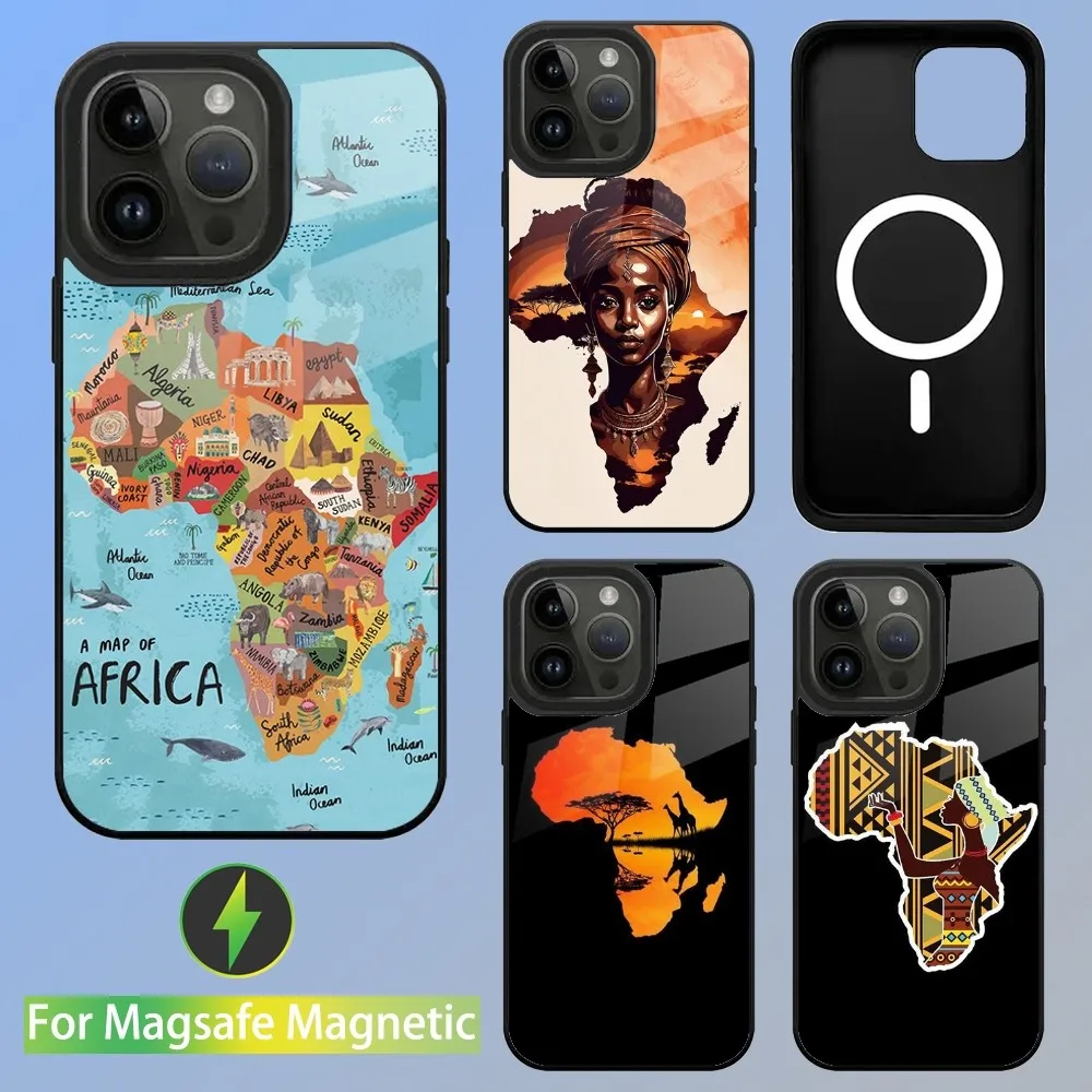 

Africa Map Geogra Phone Case For iPhone 15,14,13,12,11,Plus,Pro,Max Mini Magsafe Magnetic Wireless Charging