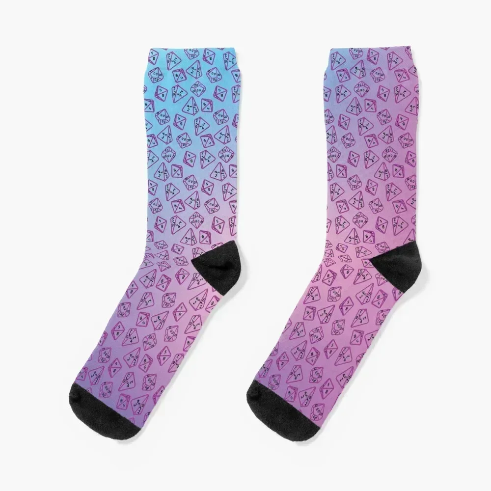 

Pastel D20 Polyhedral Dice Set Print Socks Rugby funny gifts designer luxe Socks Men's Women's