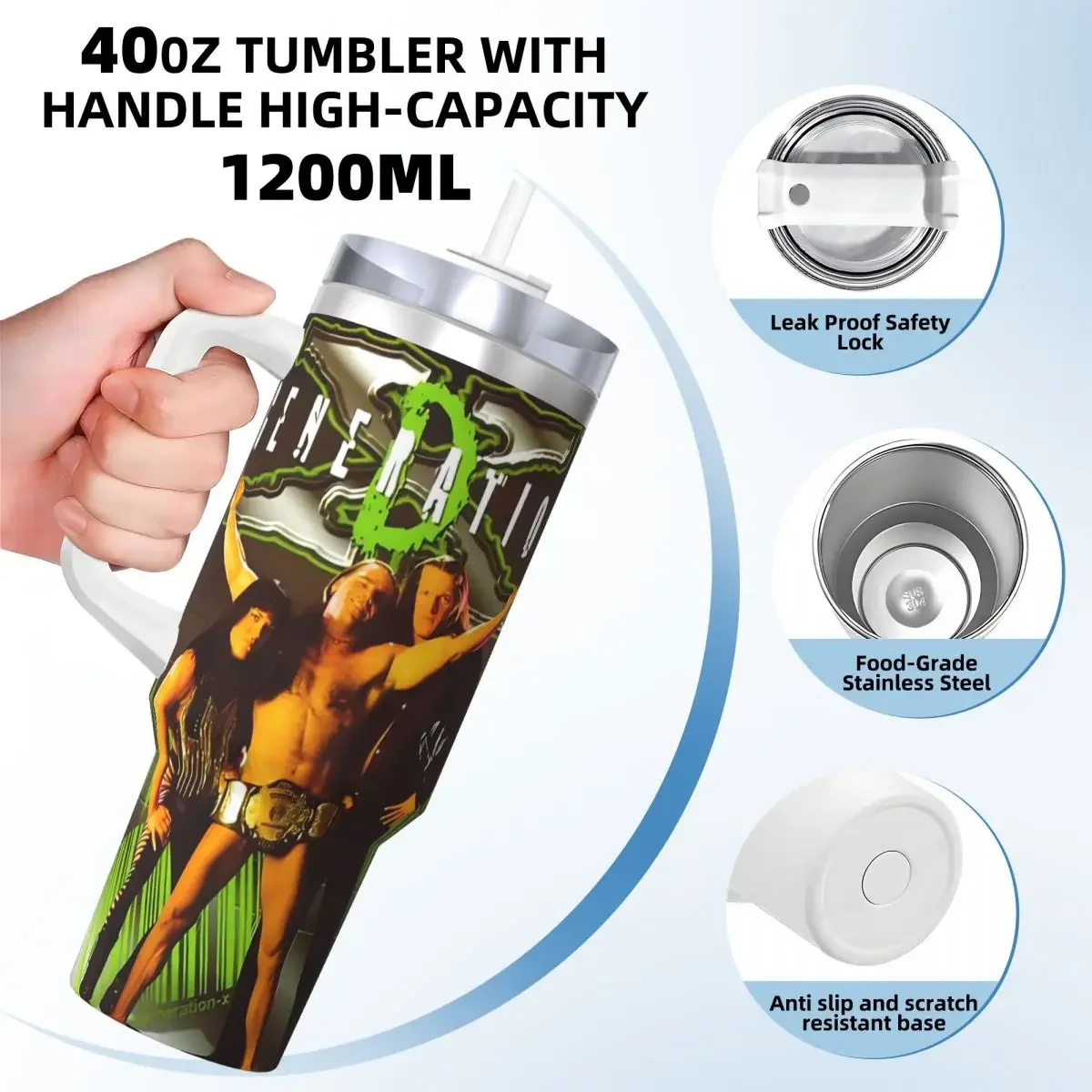 Stainless Steel Tumbler D-Generation X Wrestling Coffee Mug Portable Cold Drink Mugs Cup Travel Custom DIY Water Bottle