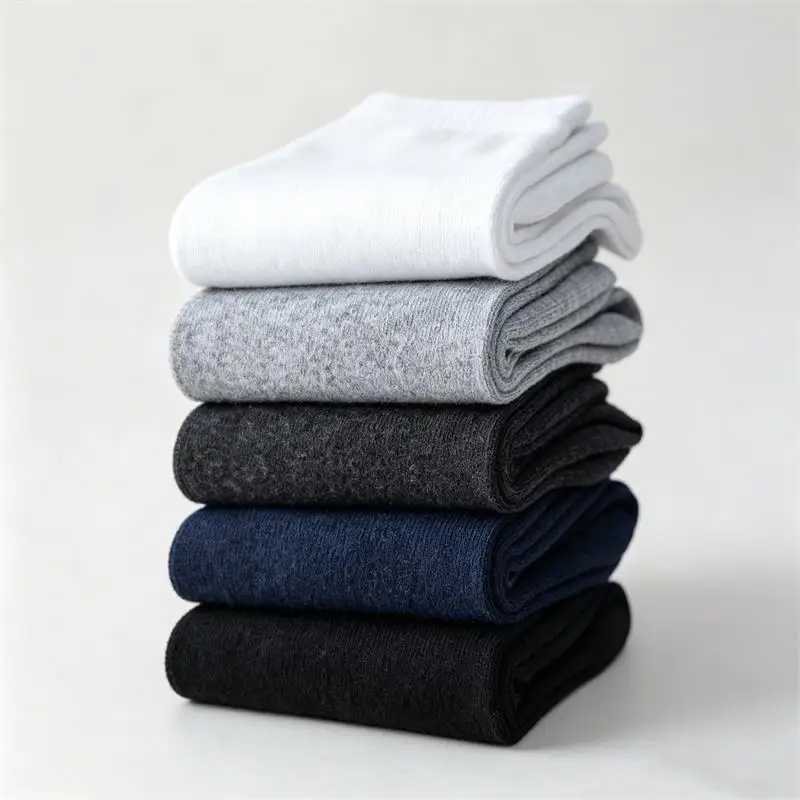 10Pairs/Lot Black Grey Men's Socks Business Solid Color Casual Simple Socks Deodorant Breathable Cotton Sports Mid-calf Socks